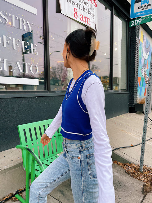 Feeling Electric Knit Vest// Cobalt